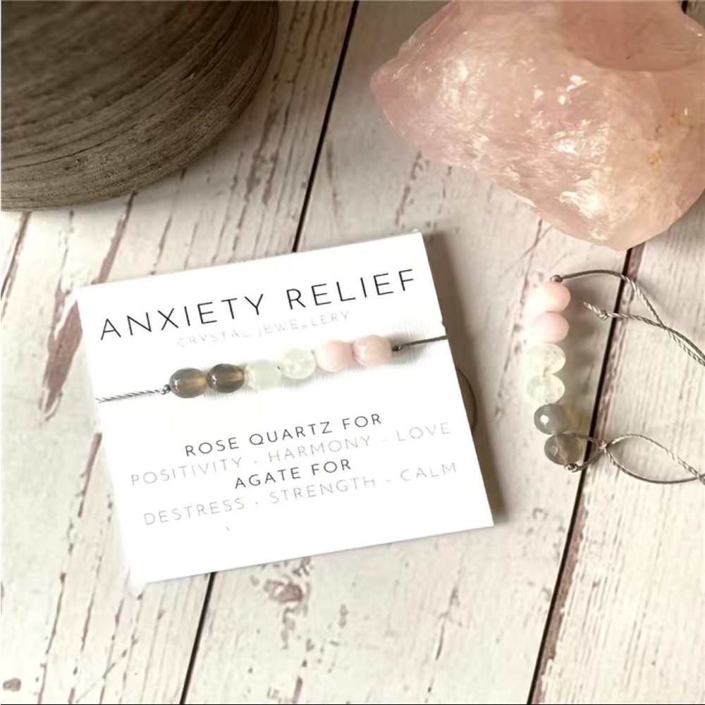 SOLD❌ Anxiety Stress Relief Gem Stone Crystal Adjustable Bracelet - Picture 4 of 10